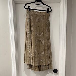 Miss Me Tan Paisley ( bandana) Women's asymmetrical pleated Midi Skirt